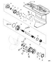 Корпус редуктора, карданный вал 4-Х ТАКТНОГО ПЛМ MERCURY 100 Серийный номер от 0P459572 и выше