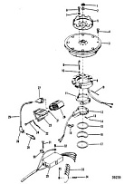 Маховик, катушка зажигания и распределительная коробка (Часть 1) 2-х тактного ПЛМ MERCURY 40 M Серийный номер от 7144763 и выше