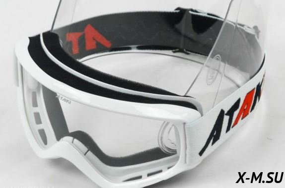 Очки мотокросс/снегоход (двойное стекло) ATAKI HB-811 белые  глянцевые