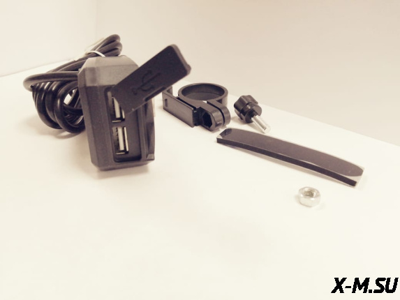 Прикуриватель 758B1 с USB для мото, снегоходов, мотобуксировщиков, 2хUSB с выключателем, клеммы-ушки