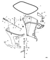 Низ капота 4-Х ТАКТНОГО ПЛМ MERCURY 115 Серийный номер от 10T801000 до 1B226999
