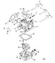 Карбюратор 2-Х ТАКТНОГО ПЛМ MERCURY 55 Серийный номер от 0P017000 до 0P325499