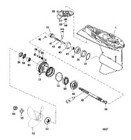Корпус коробки передач, карданный вал - 1.64:1 передаточное число 2-Х ТАКТНОГО ПЛМ MERCURY 55 Серийный номер от 9973100 до 0P016999
