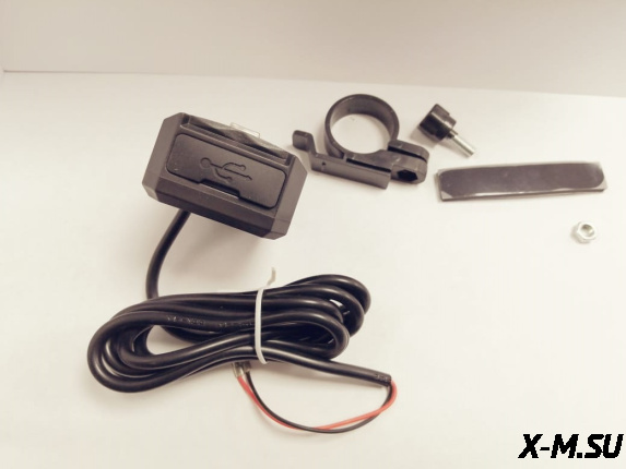 Прикуриватель 758B1 с USB для мото, снегоходов, мотобуксировщиков, 2хUSB с выключателем, клеммы-ушки